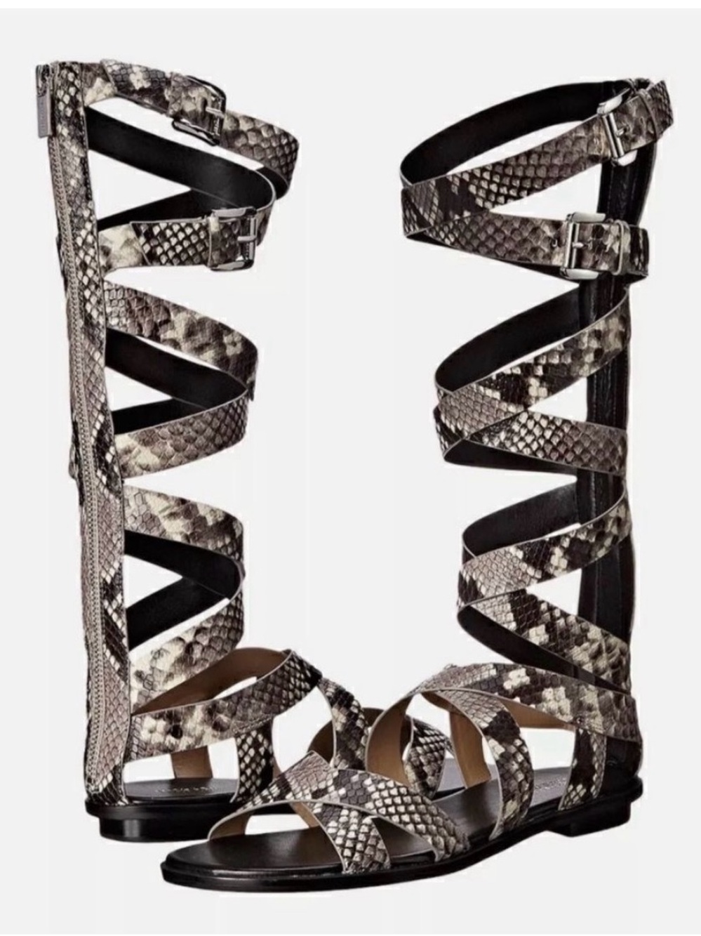 Michael Kors Knee-High Gladiator Sandals in Snake Print